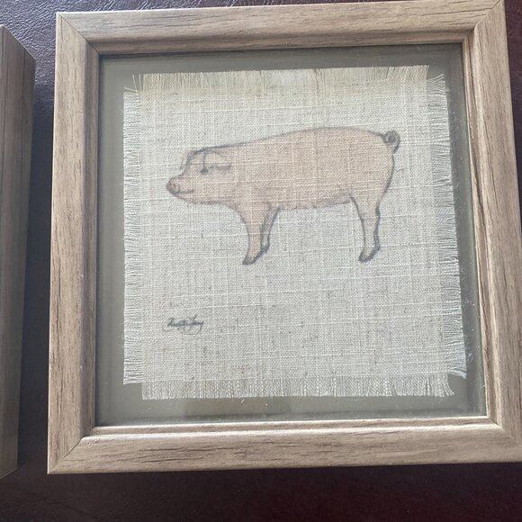 NWOT Farmhouse Wall Decor Three farm animal prints on burlap & framed - Picture 3 of 5